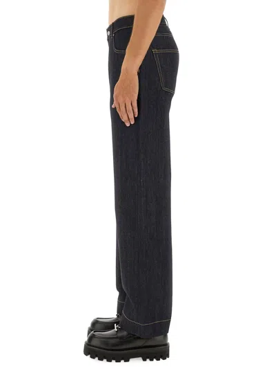 Alexander Mcqueen Wide Leg Denim Contrast Stitching