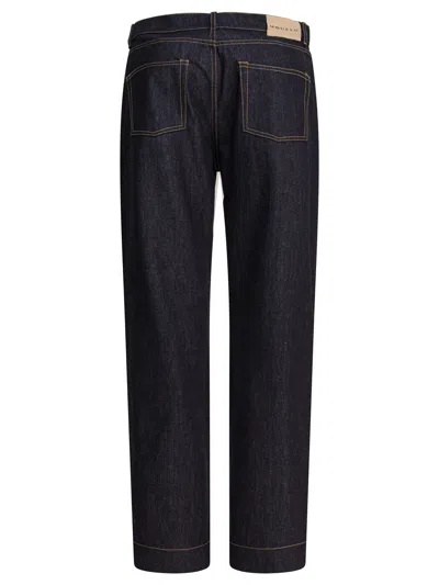Alexander Mcqueen Wide Leg Denim Contrast Stitching In Blue