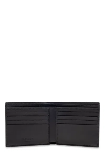 Alexander Mcqueen Bifold Wallet In Smooth Calf Leather With Logo Print In Black