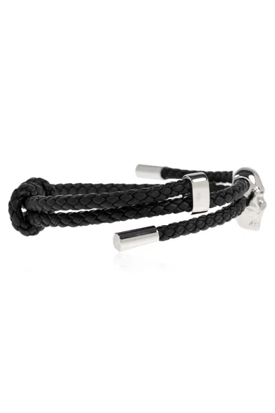 Alexander Mcqueen Skull Braided Leather Cord Bracelet Accessories