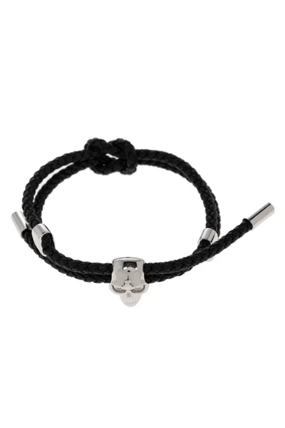 Alexander Mcqueen Skull Braided Leather Cord Bracelet Accessories
