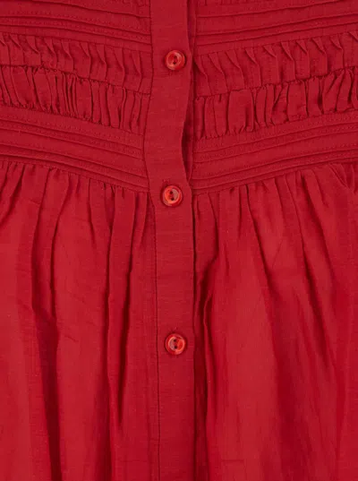 Isabel Marant Étoile 'plalia' Red Shirt With Pleated Details In Red