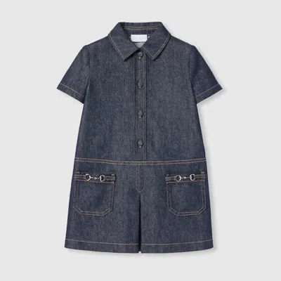 Gucci Denim Dress With Horsebit In Black