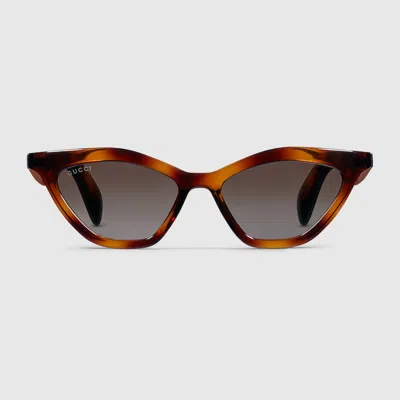 Gucci Feline Eye Tortoiseshell Sunglasses With Tinted Lenses