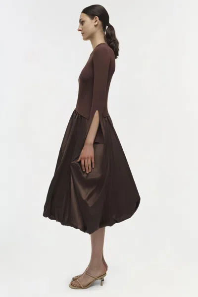 Simkhai Kenlie Mock Neck Midi Dress Chocolate