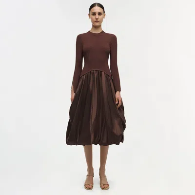 Simkhai Kenlie Mock Neck Midi Dress Chocolate