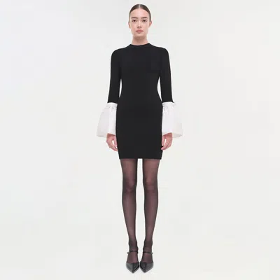 Simkhai Agathea Knit Combo Mini Dress In Black In Black