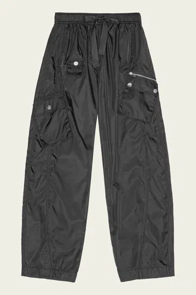 Ganni Nylon Elasticated Trousers In Black