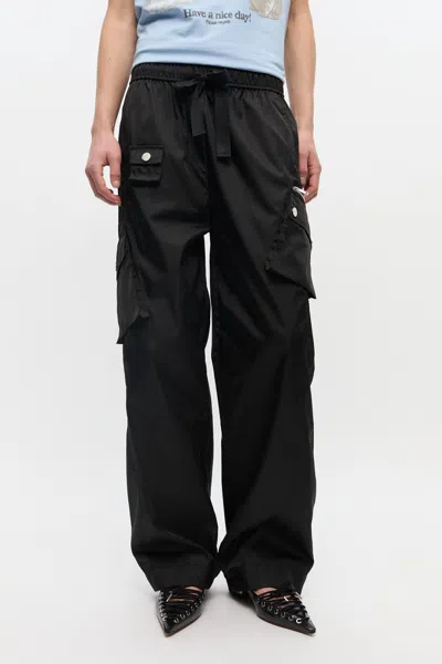 Ganni Nylon Elasticated Trousers In Black