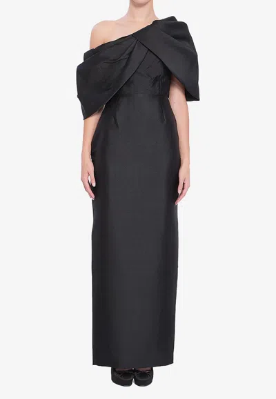 Solace London Davina Off-shoulder Maxi Dress In Black