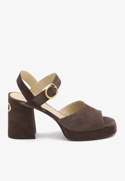 Valentino Fawcette Suede Platform Sandals With 100mm Heel