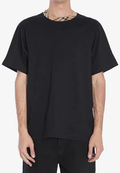 Burberry Mens Check-print Short-sleeves Cotton-jersey T-shirt Black Xl