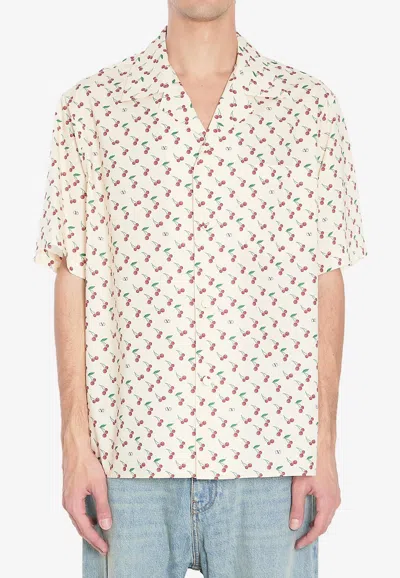 Valentino Cotton Poplin Bowling Shirt With Cherryfic Print