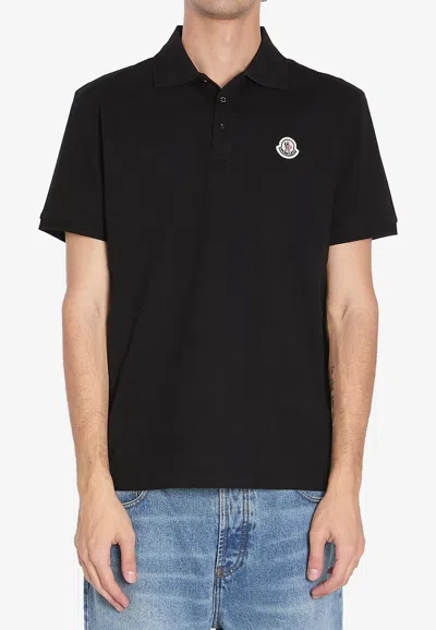 Moncler Short Sleeves Polo In Black