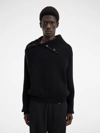 Jacquemus La Maille Vega Wool-blend Sweater In Black