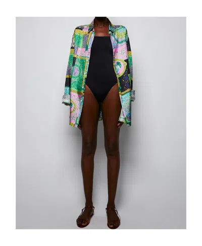 Versace Black Logo One-piece Swimsuit In Black