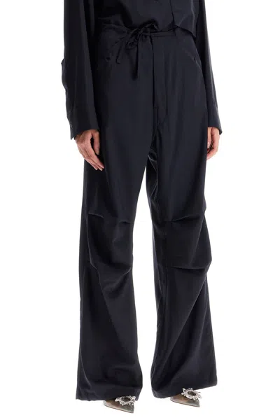 Darkpark Daisy Heavy Wool-twill Drawstring Pants In Black