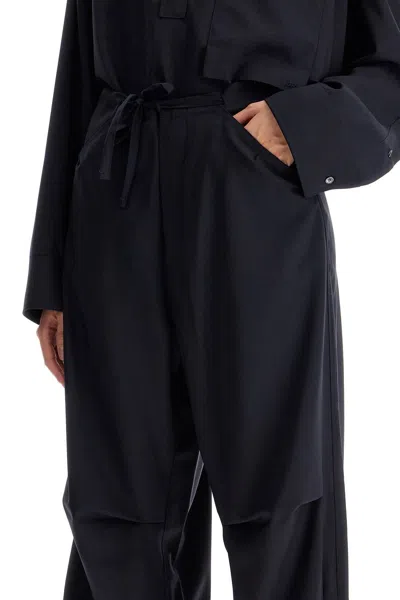 Darkpark Daisy Heavy Wool-twill Drawstring Pants In Black