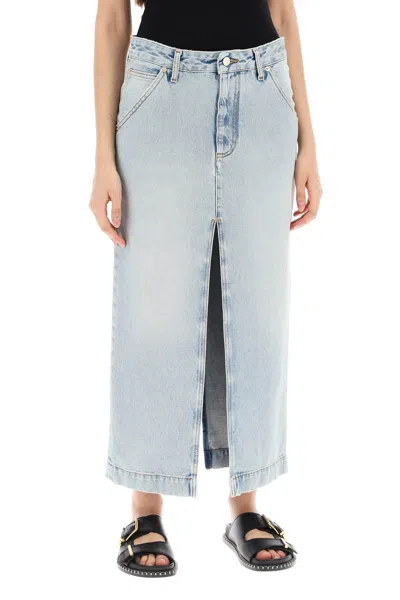 Darkpark Mid-length Denim Half-length Skirt In Blue