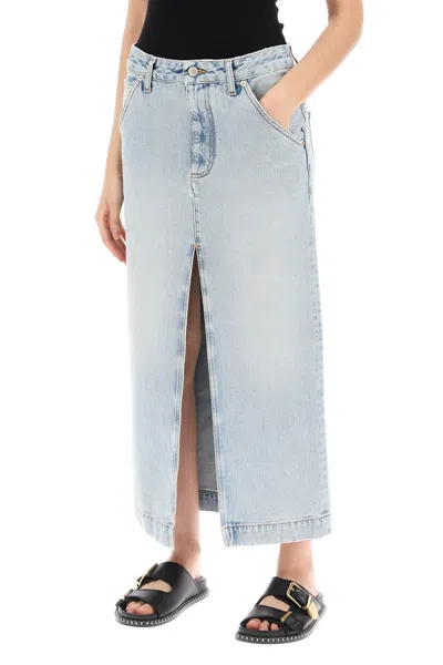 Darkpark Mid-length Denim Half-length Skirt In Blue