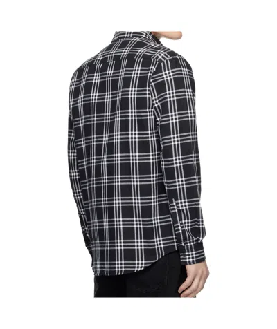 Hugo Boss Checked Chest-pocket Shirt In Black