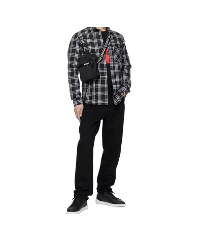 Hugo Boss Checked Chest-pocket Shirt In Black