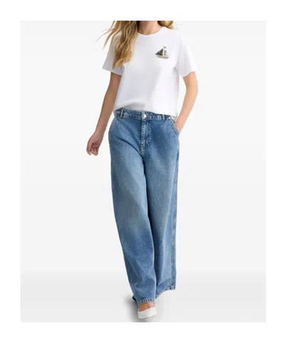 Liu •jo Cotton T-shirt With Embroidery And Rhinestones In White