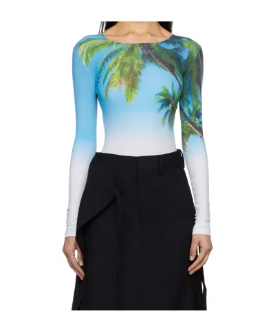 Mm6 Maison Margiela Archive Print Bodysuit In White