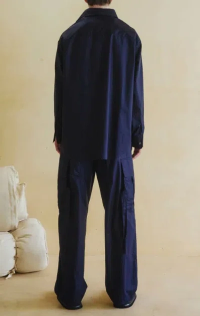 Darkpark Structured Cotton Shirt In Blue