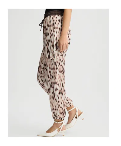 Liu •jo Flared Trousers With Cargo Pockets And Print In Pink