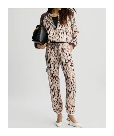 Liu •jo Flared Trousers With Cargo Pockets And Print In Pink