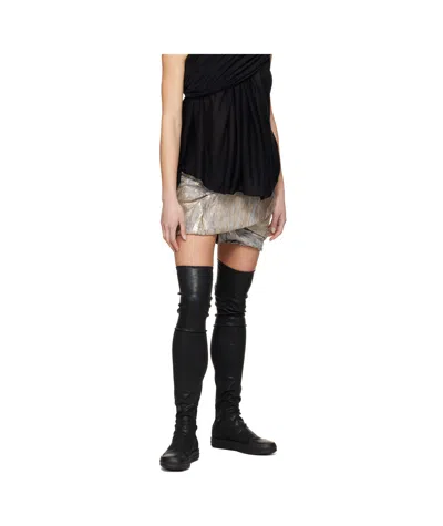 Rick Owens Drkshdw Cropped Denim Skirt In Metallic