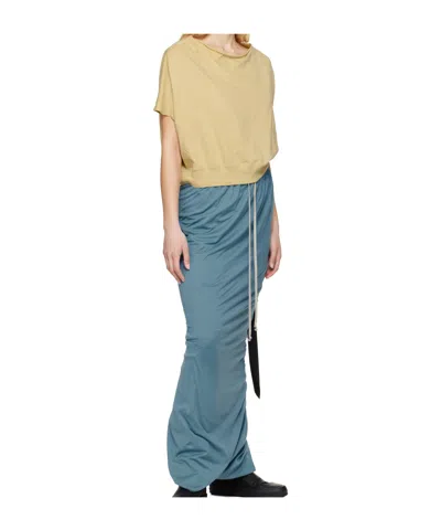 Rick Owens Drkshdw Blue Hollywood Pull On Pillar Maxi Skirt In Blue