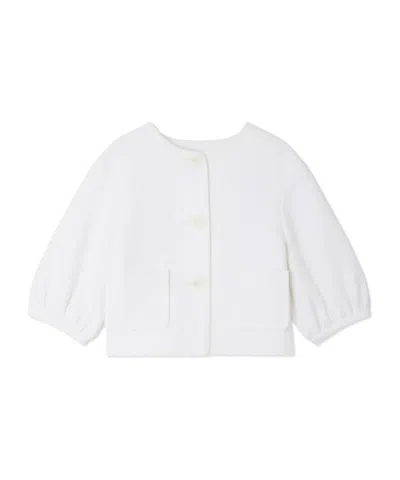 Bonpoint Etoile Jacket With Puffed Sleeves In White