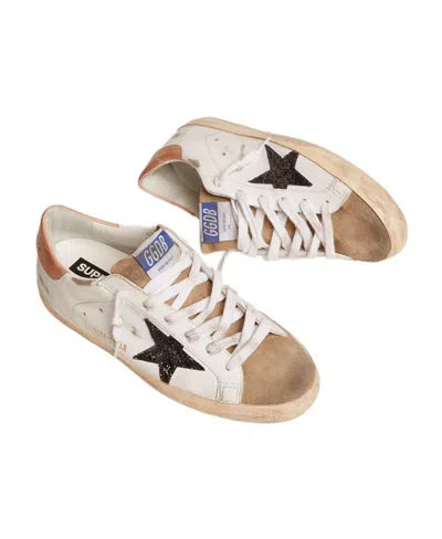 Golden Goose Super-star Sneakers With Black Glitter Star And Old-rose Leather Heel Tab