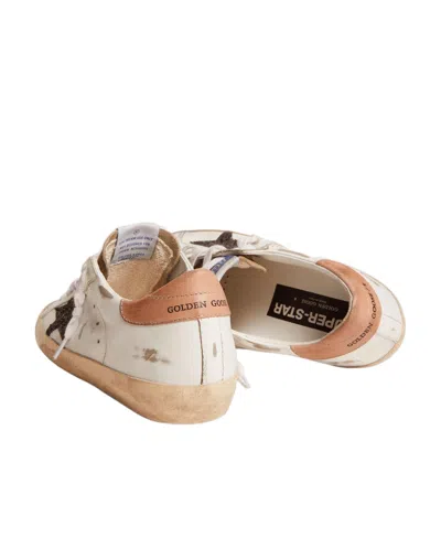 Golden Goose Super-star Sneakers With Black Glitter Star And Old-rose Leather Heel Tab
