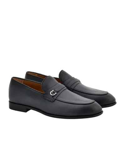 Ferragamo Moccasin With Gancini Ornament In Black