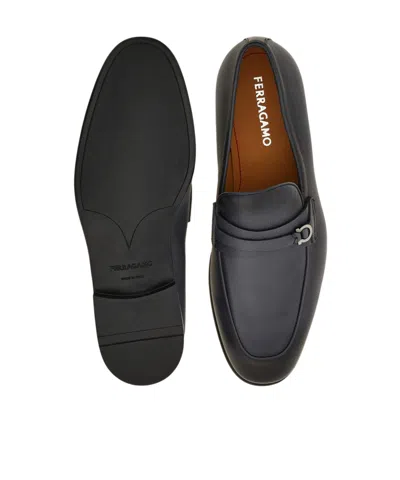 Ferragamo Moccasin With Gancini Ornament In Black
