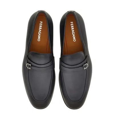 Ferragamo Moccasin With Gancini Ornament In Black
