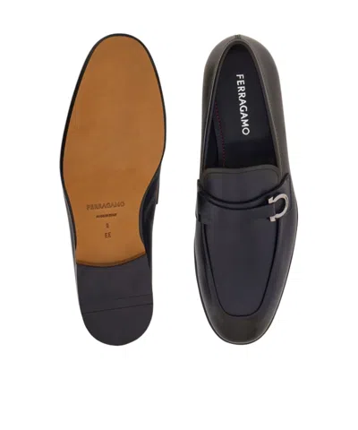 Ferragamo Moccasin With Gancini Ornament In Black