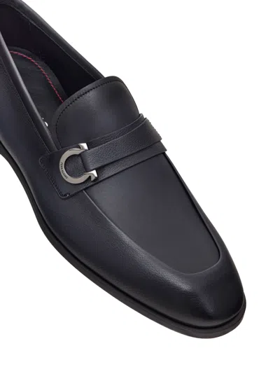 Ferragamo Moccasin With Gancini Ornament In Black