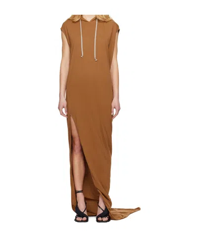 Rick Owens Drkshdw Orange Hollywood Edfu T Maxi Dress In Brown