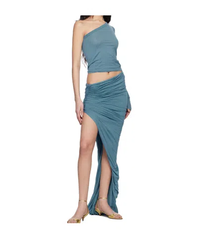 Rick Owens Drkshdw Blue Hollywood Soft Edfu Maxi Skirt