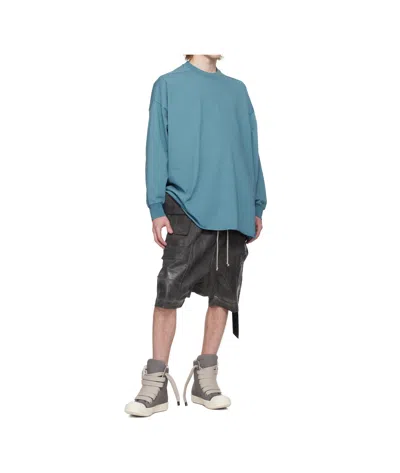 Rick Owens Drkshdw Gray Hollywood Creatch Cargo Pods Denim Shorts In Black
