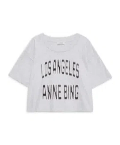 Anine Bing Graphic Print Cropped T-shirt With Short Sleeves In Gray