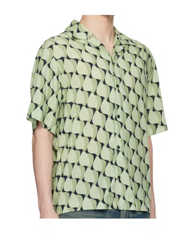 Hugo Boss Green Oversized Fit Abstract Print Shirt In Green