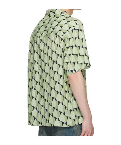 Hugo Boss Green Oversized Fit Abstract Print Shirt In Green
