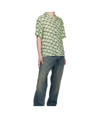 Hugo Boss Green Oversized Fit Abstract Print Shirt In Green