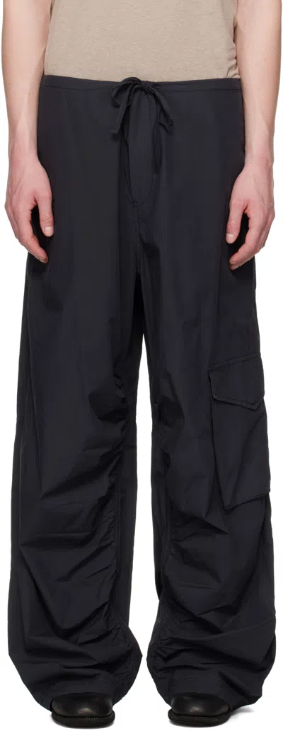 Hope Black Loose Drawstring Collapse Cargo Pants In Black