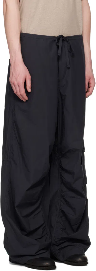 Hope Black Loose Drawstring Collapse Cargo Pants In Black